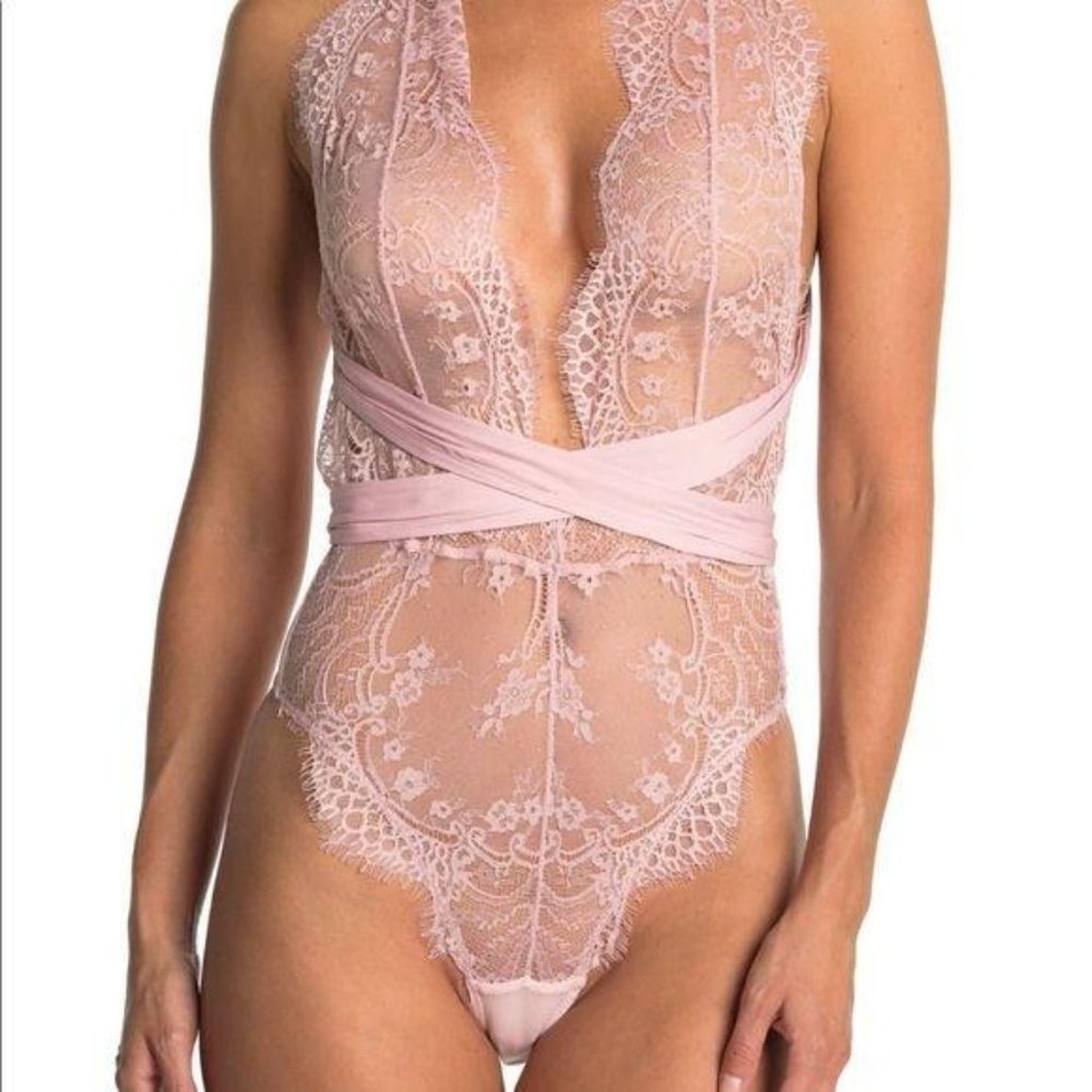 Free People M Pink Showoff Bodysuit Lace Ballet - Picture 4 of 4